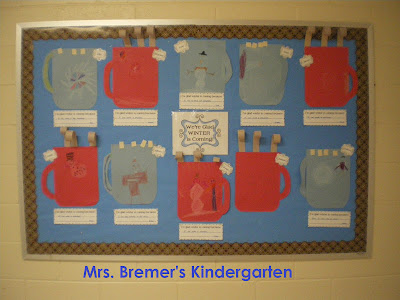 Winter hot chocolate bulletin board for Kindergarten