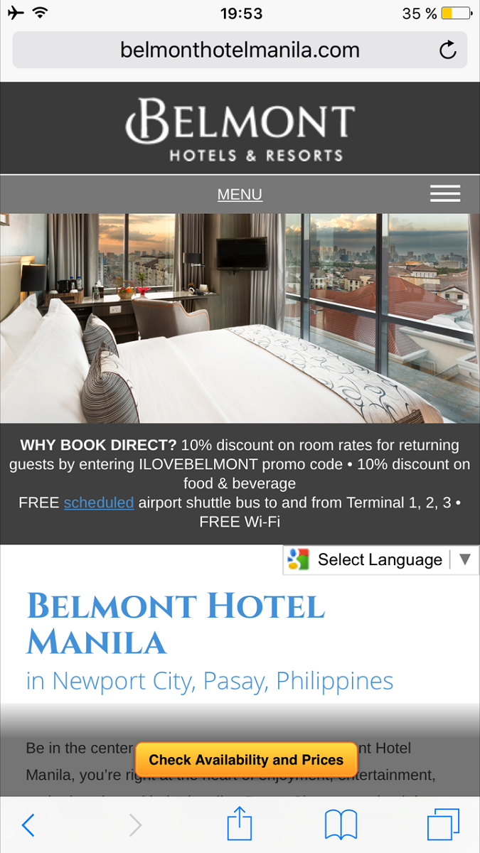 Belmont Hotel Manila in Newport City, Pasay, Manila, Philippines