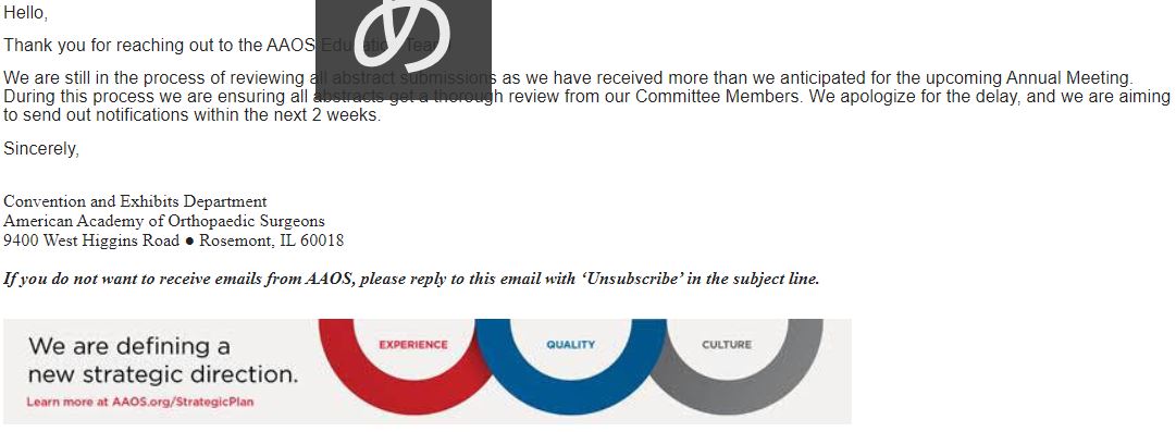 破天荒を目指す整形外科医のブログ: AAOS Abstract Notification 速報