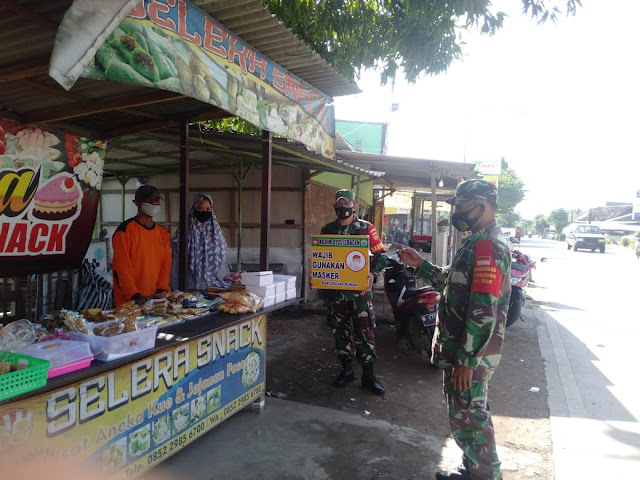 Koramil Tanon Tegakkan Pembatasan Kegiatan Masyarakat