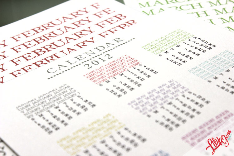 LilyGene: 2012 Calendar Free Printable