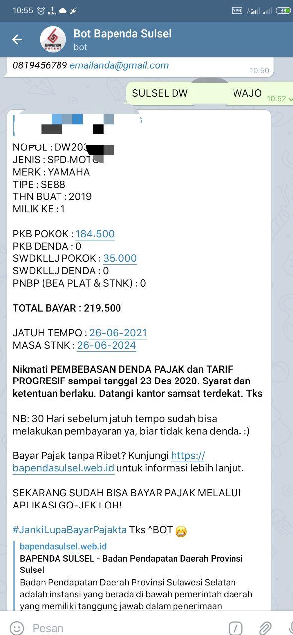 Hindari Pungli Cara Cek Pajak Kendaraan Bermotor Secara Online Menggunakan Aplikasi Telegram