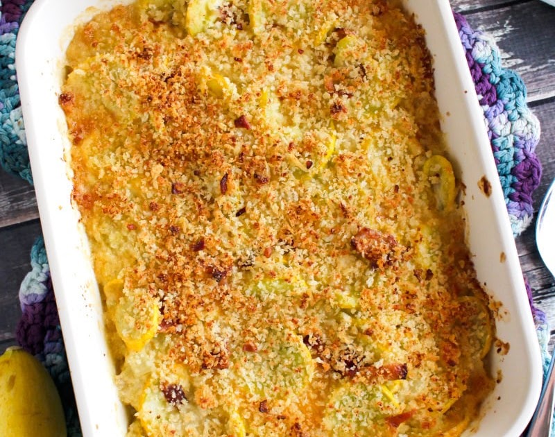 Yellow Squash Casserole with Bacon The Two Bite Club