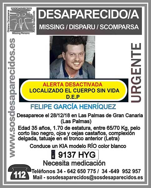 Encuentran sin vida cuerpo de hombre desaparecido Las Palmas de Gran Canaria Encuentran sin vida cuerpo de hombre desaparecido Las Palmas de Gran Canaria