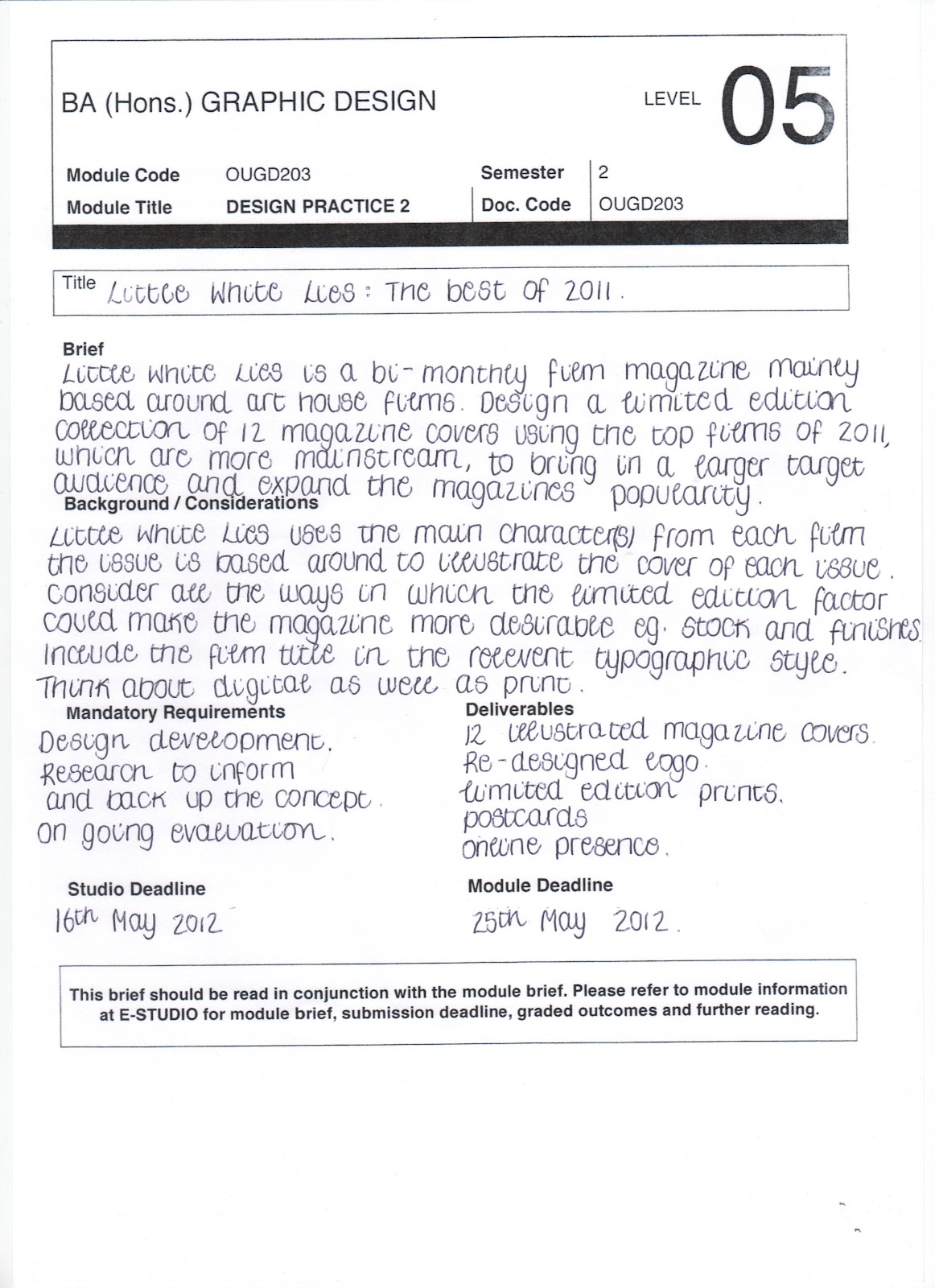 Design practice.: Product/Range/Distribution; Re-written brief ...