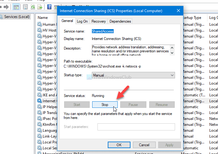Internet-verbinding delen (ICS) uitschakelen in Windows 10