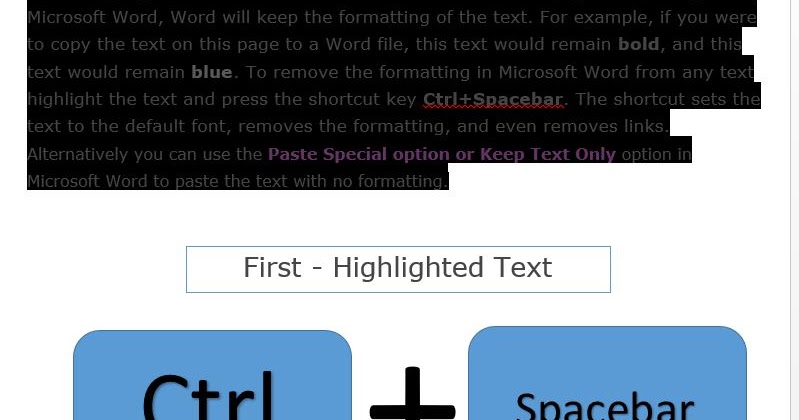 How to remove highlight in word from copied text