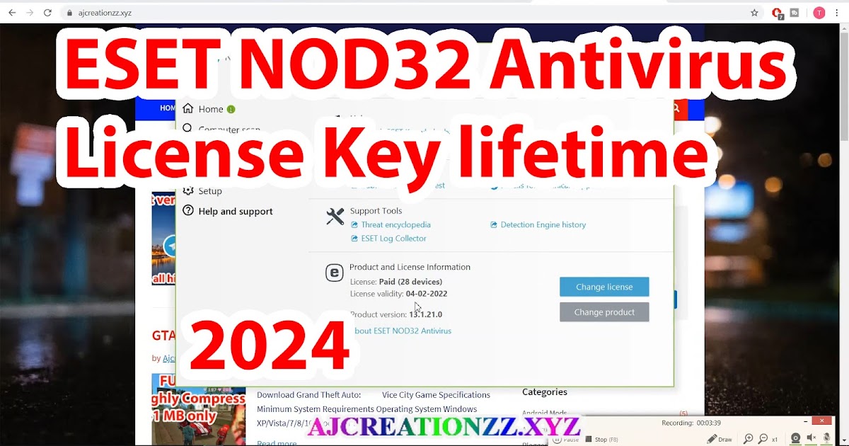 ESET NOD32 Antivirus 13.1.21 0 License Key 2024 updated