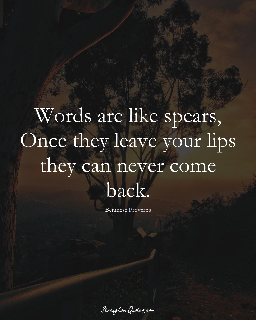 Words are like spears, Once they leave your lips they can never come back. (Beninese Sayings);  #AfricanSayings