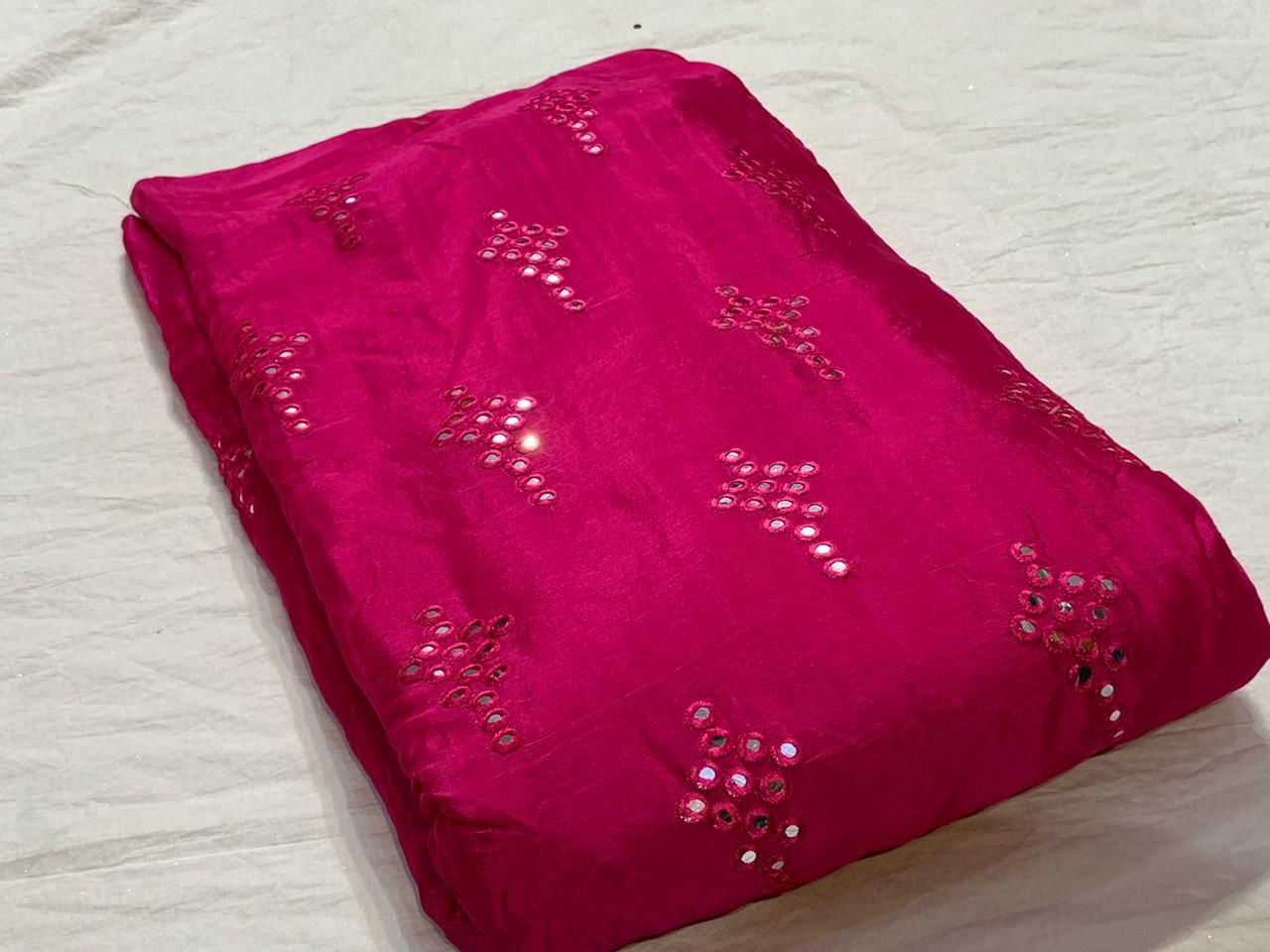 Pure chinnon embroidery sarees