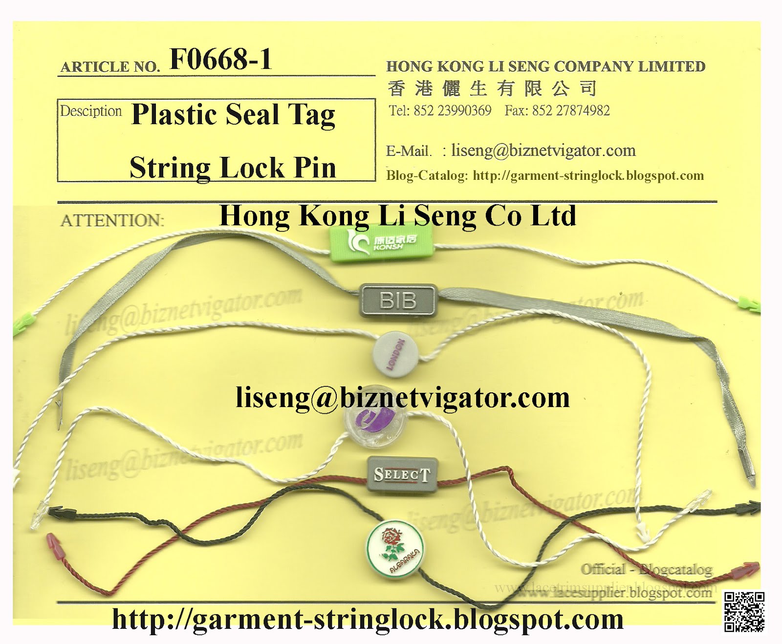 Plastic Seal Tag ( Hang Tag Cord Locking ) Pin