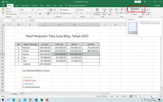Cara menjumlahkan di Excel dengan AutoSum