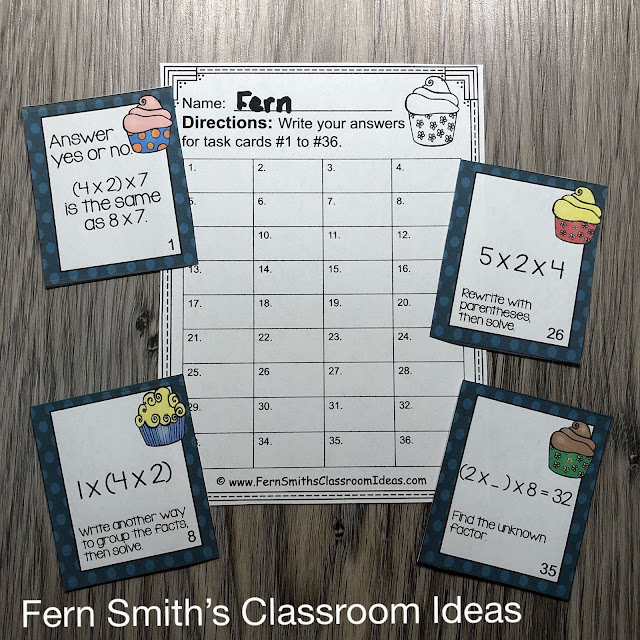 You will love how easy it is to prepare these 3rd Grade Go Math 4.6 Associative Property of Multiplication Task Cards for your class. My students LOVED Task Cards and your students will too! You can dedicate one of your math centers, math workstations, as a task card center. By changing out the skill each week, your students already know the directions for using the task cards. Your students will enjoy the freedom of task cards while learning and reviewing important skills at the same time! Students can answer these Associative Property of Multiplication Task Cards in your classroom math journals or on the included recording sheets. These 3rd Grade Go Math 4.6 Associative Property of Multiplication Task Cards are perfect for assessment grades for 3rd Grade Go Math Chapter 4!