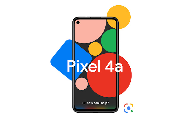 Pixel 4a with text "Hi, how can I help?"