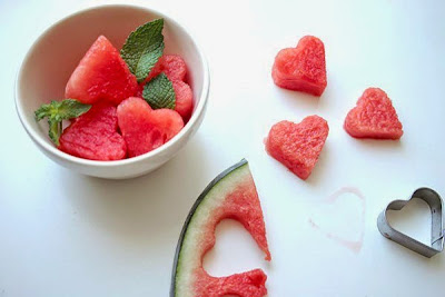 Heart shape watermelon decoration for Valentines day 