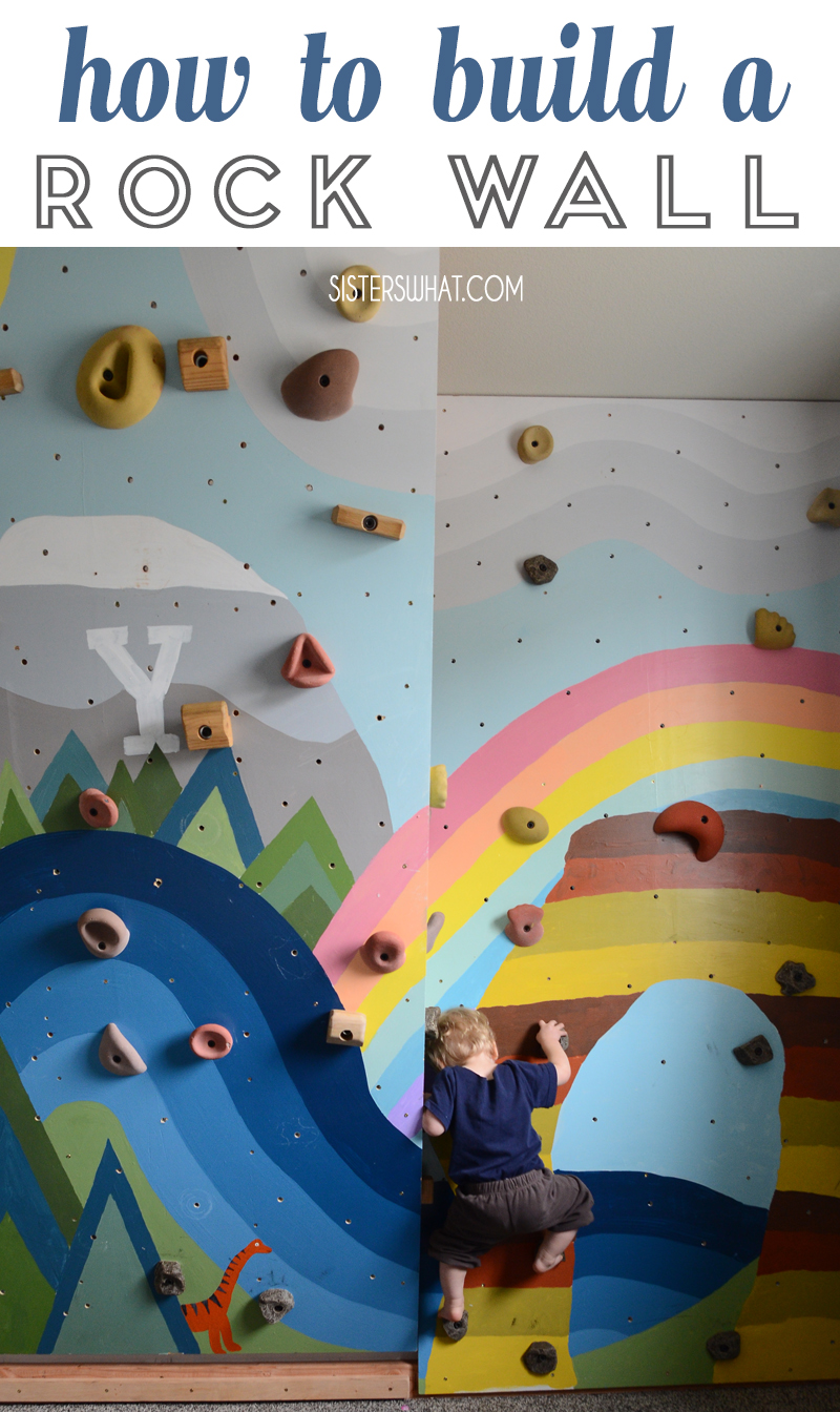 DIY Kids Inside Rock Climbing Wall with Mural Sisters, What!