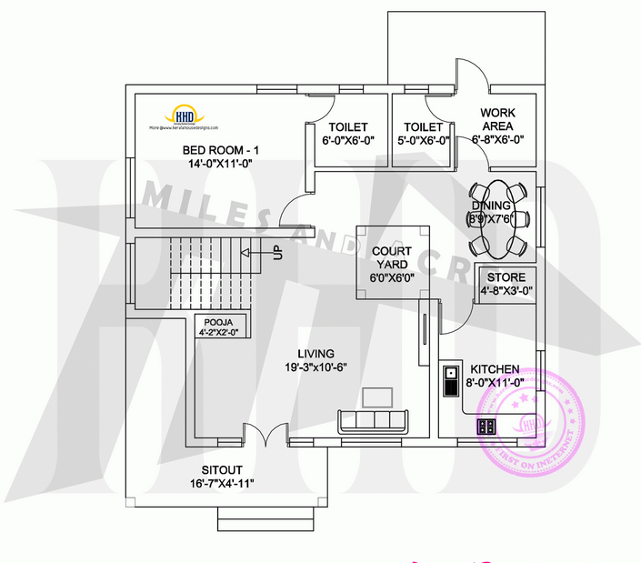 Floor Plan & Elevation of 1528 SF Home Engineering