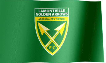 The waving flag of Lamontville Golden Arrows F.C. with the logo (Animated GIF)
