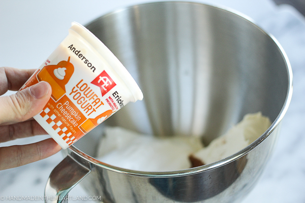 Making pumpkin cheesecake dip with caramel and pecans is easy!