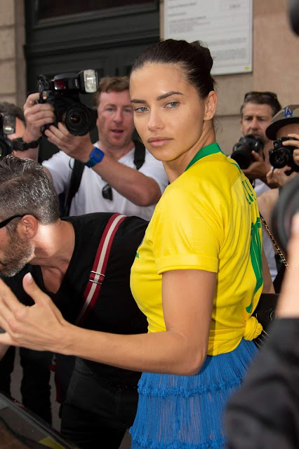 Adriana Lima in a patriotic Brazil Jersey in Paris - Indian Models