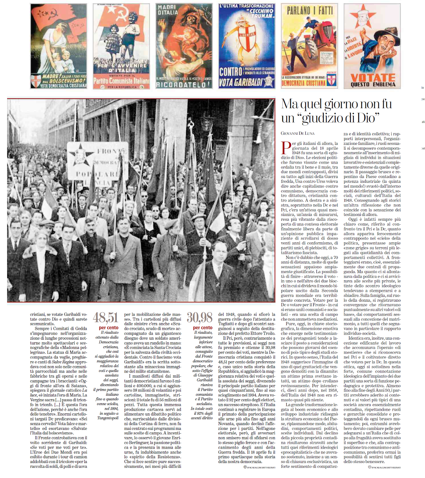 materialismo storico Il 1948, le elezioni e i primi passi della