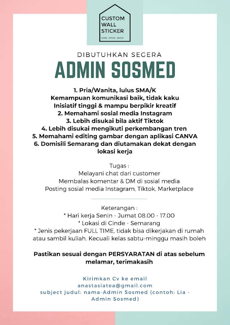Lowongan Kerja Sebagai Admin Sosmed Lowongan Yogyakarta Solo Semarang Kerja