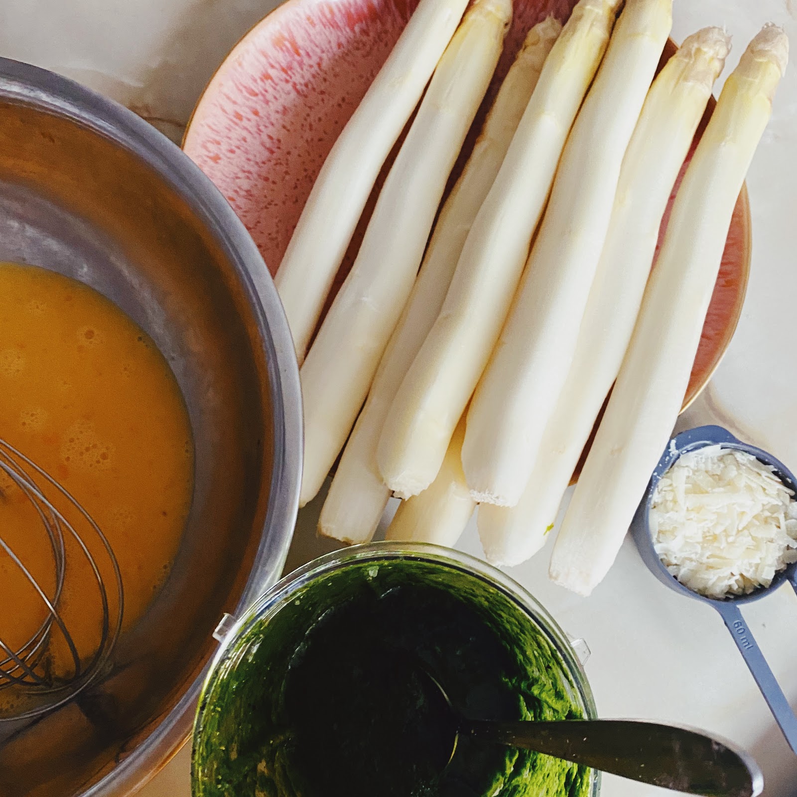 Stella's Wardrobe ASPARAGUS FRITTATA WITH BURRATA & HERB PESTO