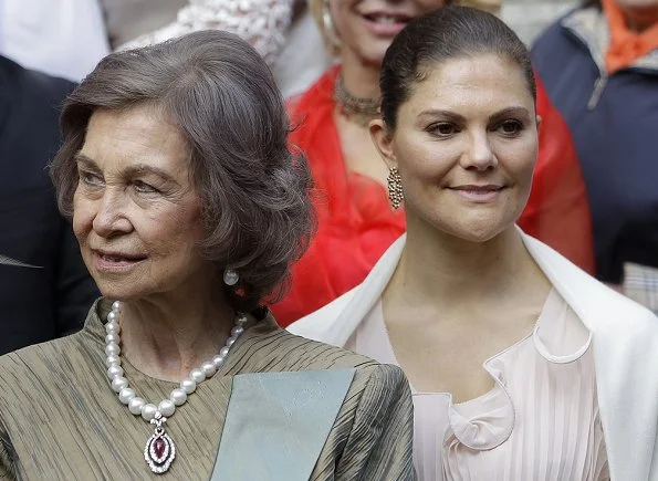 Crown Princess Victoria wore HM Conscious Exclusive dress. Queen Sofia at Filip Karadjordjevic wedding.