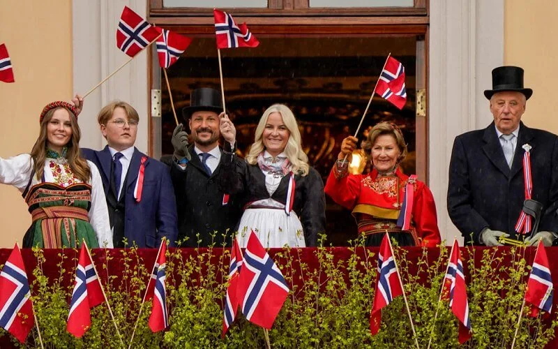 Queen Sonja, Crown Princess Mette-Marit, Crown Prince Haakon, Prince Sverre Magnus and Princess Ingrid Alexandra