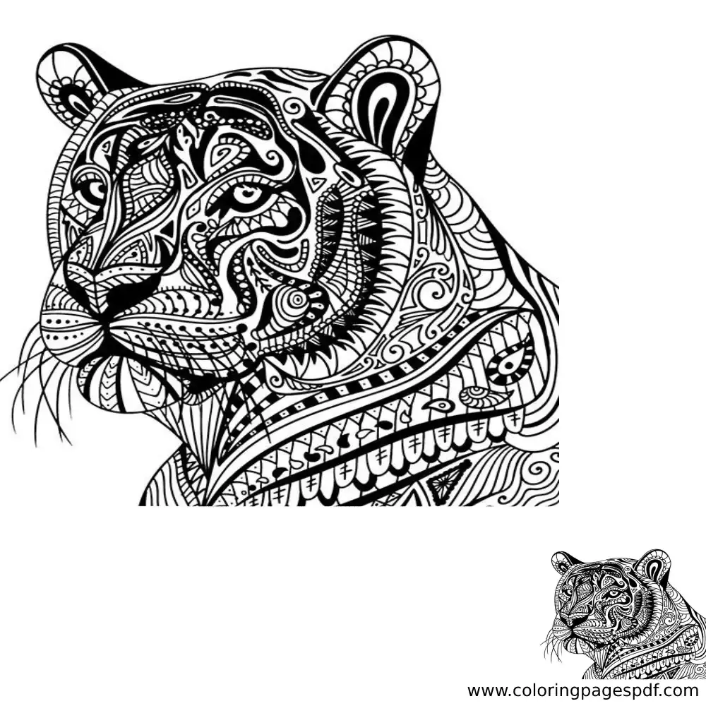 Coloring Page Of A Tiger Staring Mandala