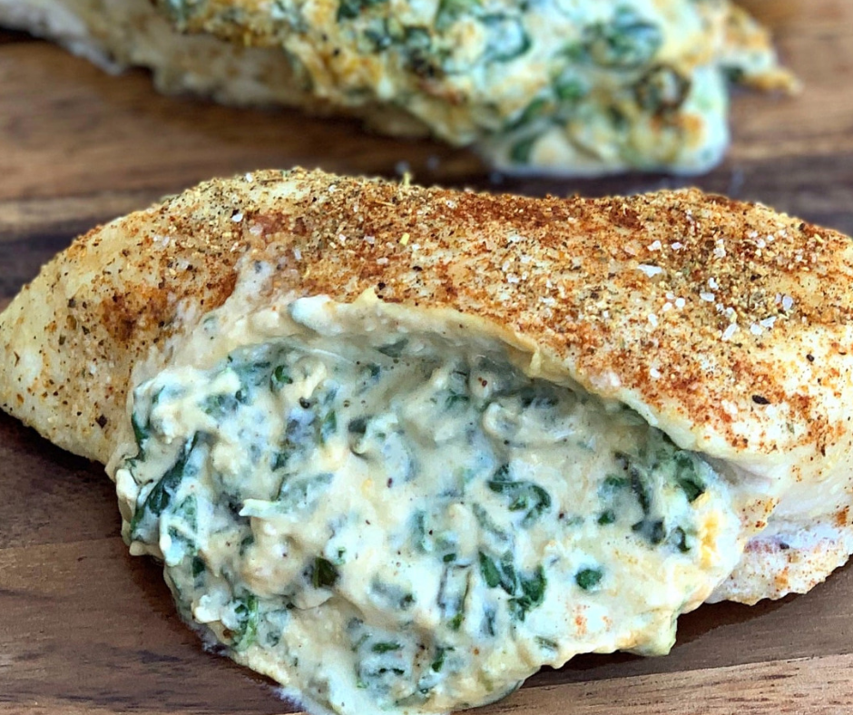 Easy, Low-Carb Keto Spinach Cream Cheese Stuffed Chicken - Nabila Kitchen