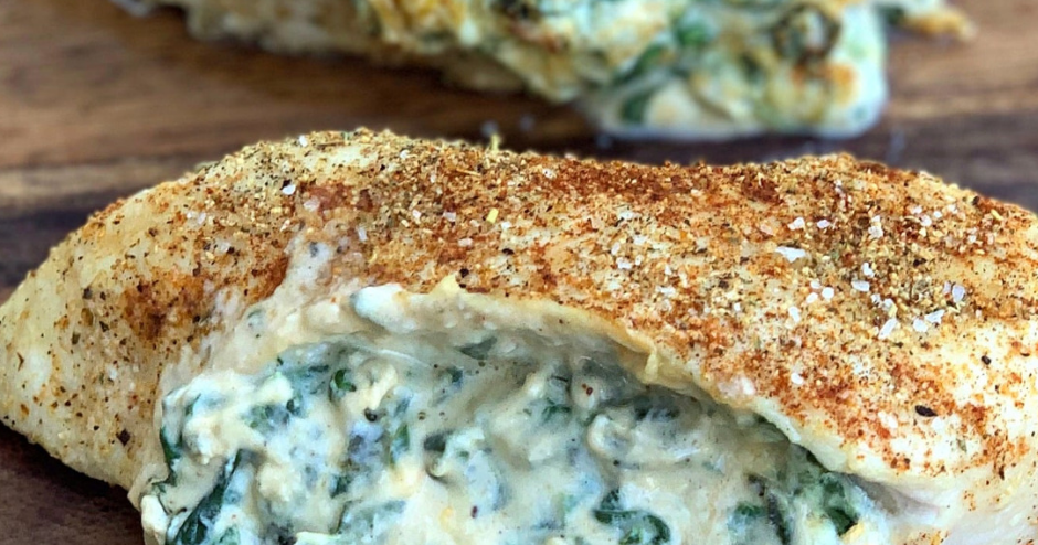 Easy, Low-Carb Keto Spinach Cream Cheese Stuffed Chicken - Nabila Kitchen
