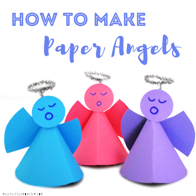 How to make paper angels + paper angel template - Messy Little Monster