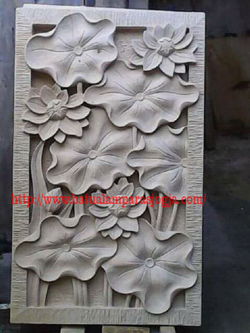 Relief Motif Bunga Batu Alam Paras Jogja