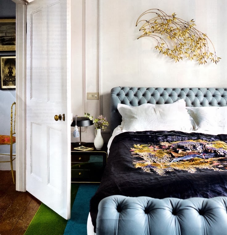 Monkey's Muse DESIGN INSPIRATION BLUE VELVET HEADBOARD