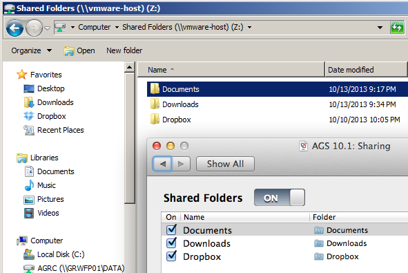 mac os vmware shared folder