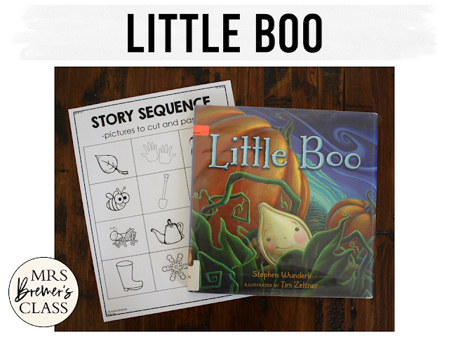 Little Boo book study activities unit with Common Core literacy companion activities for Halloween & Fall in Kindergarten & First Grade
