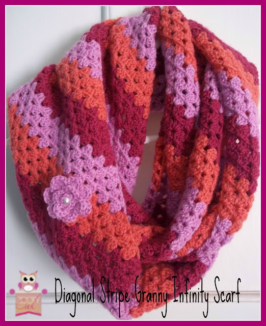 Crochet Infinity Scarf Diagonal Stripe Infinity Scarf