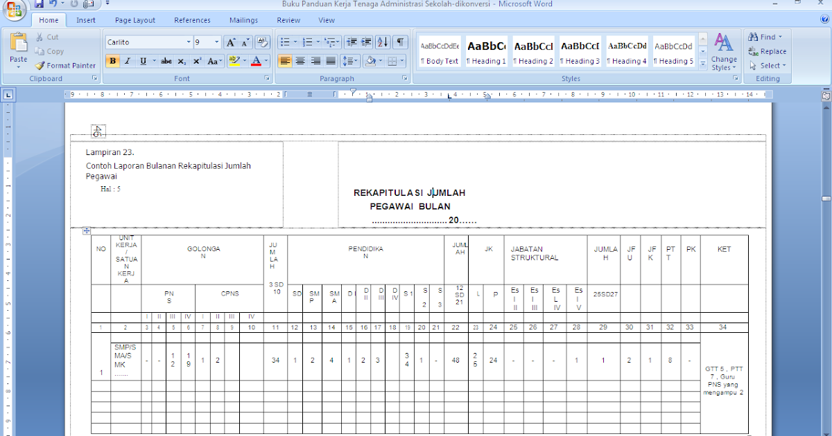 Contoh Laporan Spmi Smp