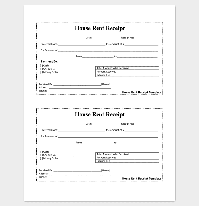 Format Of House Rent Receipt Invoice Template