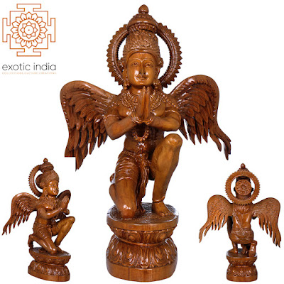 Garuda Wooden Statue In Namaskaram Mudra