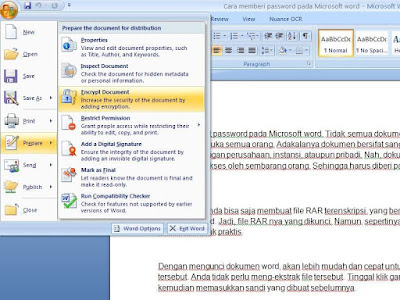 Memberi Password Dokumen Word