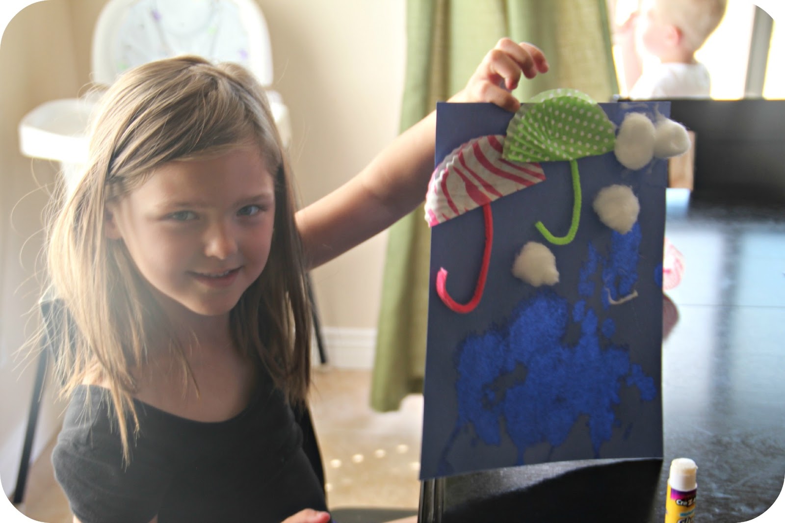 Blue Skies Ahead Cupcake Liner Umbrella Craft...and Healthy "Mud Dip