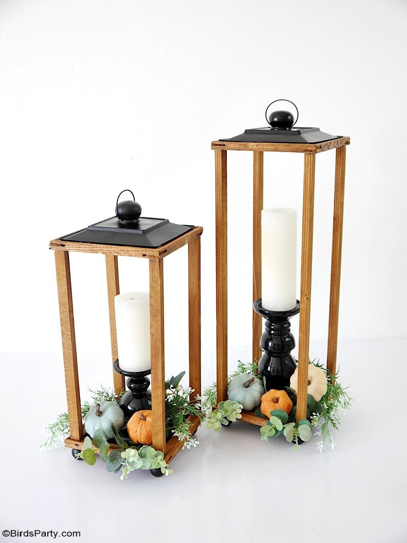 Easy DIY Modern Farmhouse Wood Lanterns Party Ideas Party