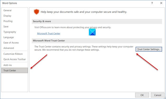 Параметры конфиденциальности в Microsoft Office