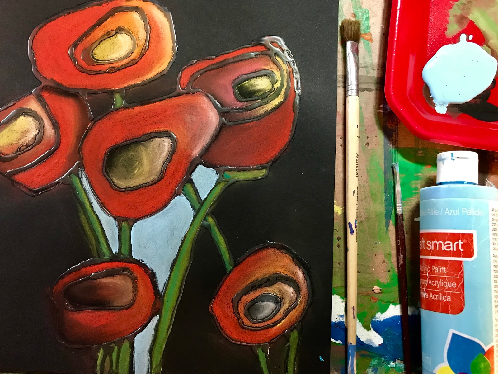 that artist woman Chalk Pastel Poppies