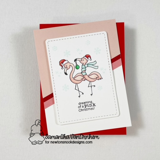 Flamingo Christmas Card by Samantha VanArnhem | Flirty Flamingos Stamp Set and Frames & Flags Die Set by Newton's Nook Designs #newtonsnook