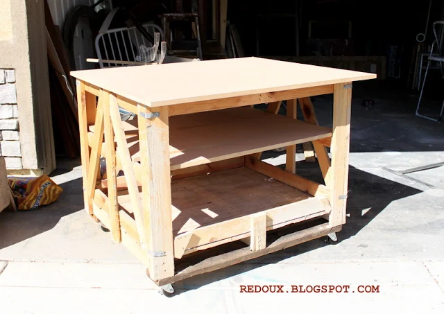 Shipping crate workbench - Redoux Interiors featured on I Love That Junk