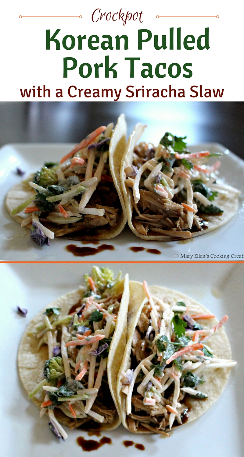 Mary Ellen's Cooking Creations Korean Pulled Pork Tacos with a Creamy