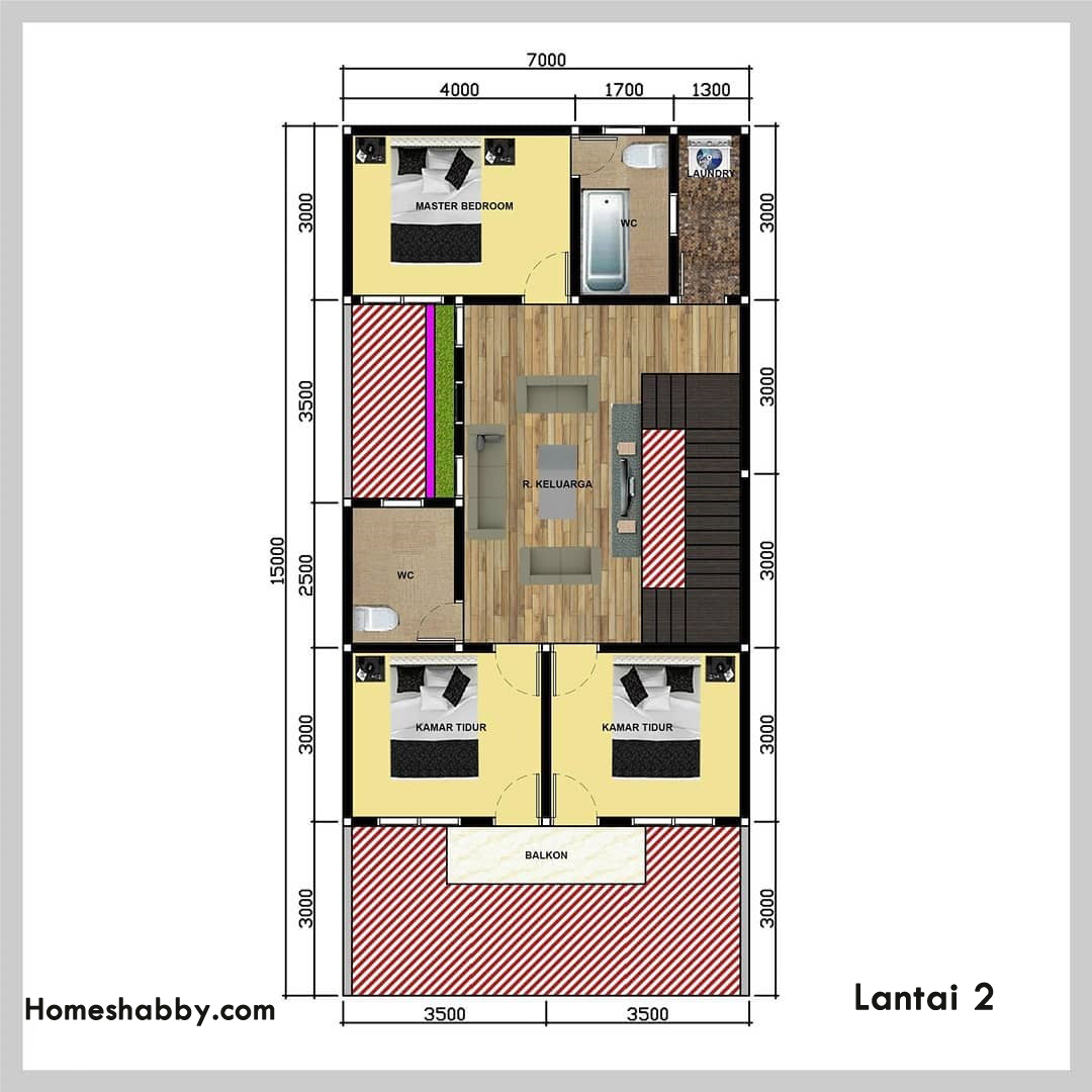 Desain dan Denah  Rumah  Minimalis  Ukuran 7  x  15  M 2  Lantai  Konsep Natural Modern Homeshabby 